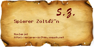 Spierer Zoltán névjegykártya
